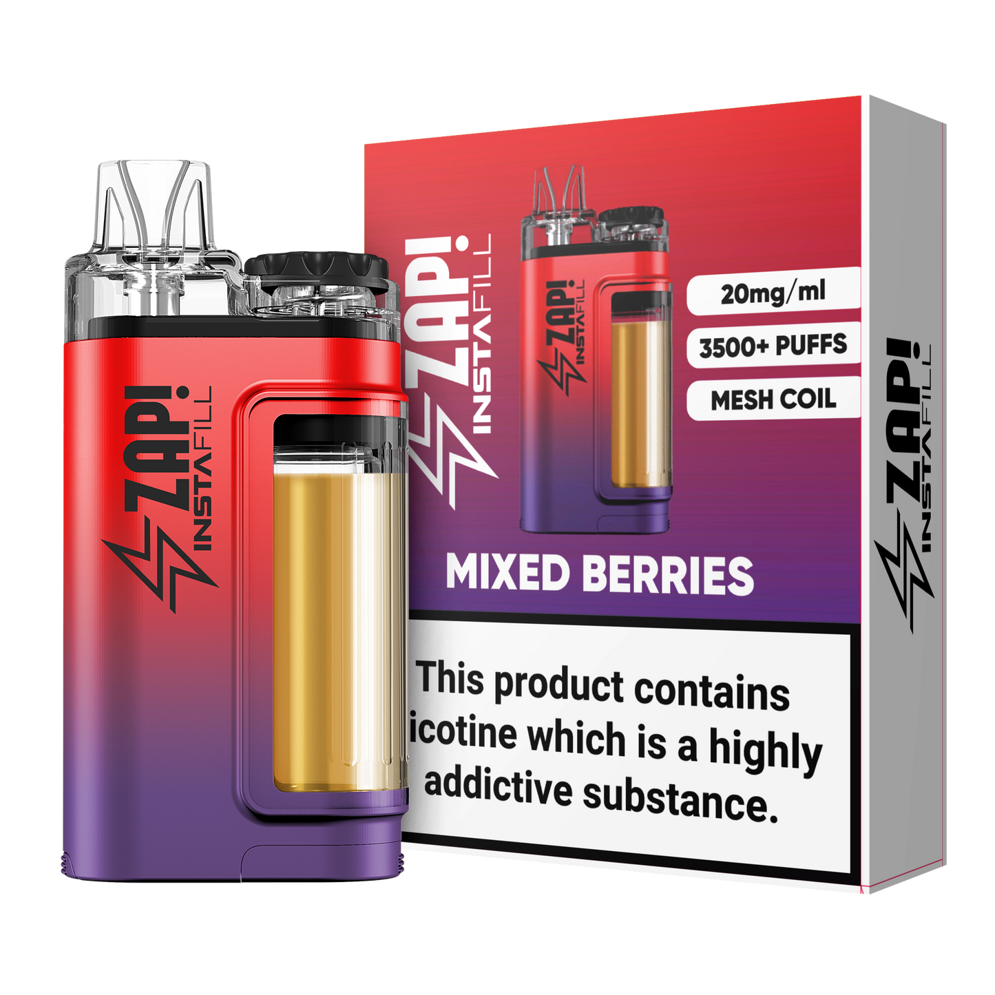 ZAP Instafill 3500 Puffs TPD Compliant 2% Nicotine 5 X DEVICES