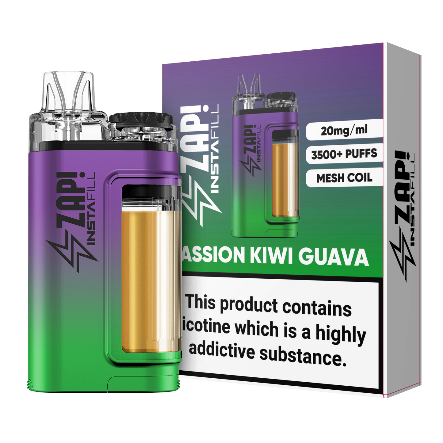 ZAP Instafill 3500 Puffs TPD Compliant 2% Nicotine 5 X DEVICES