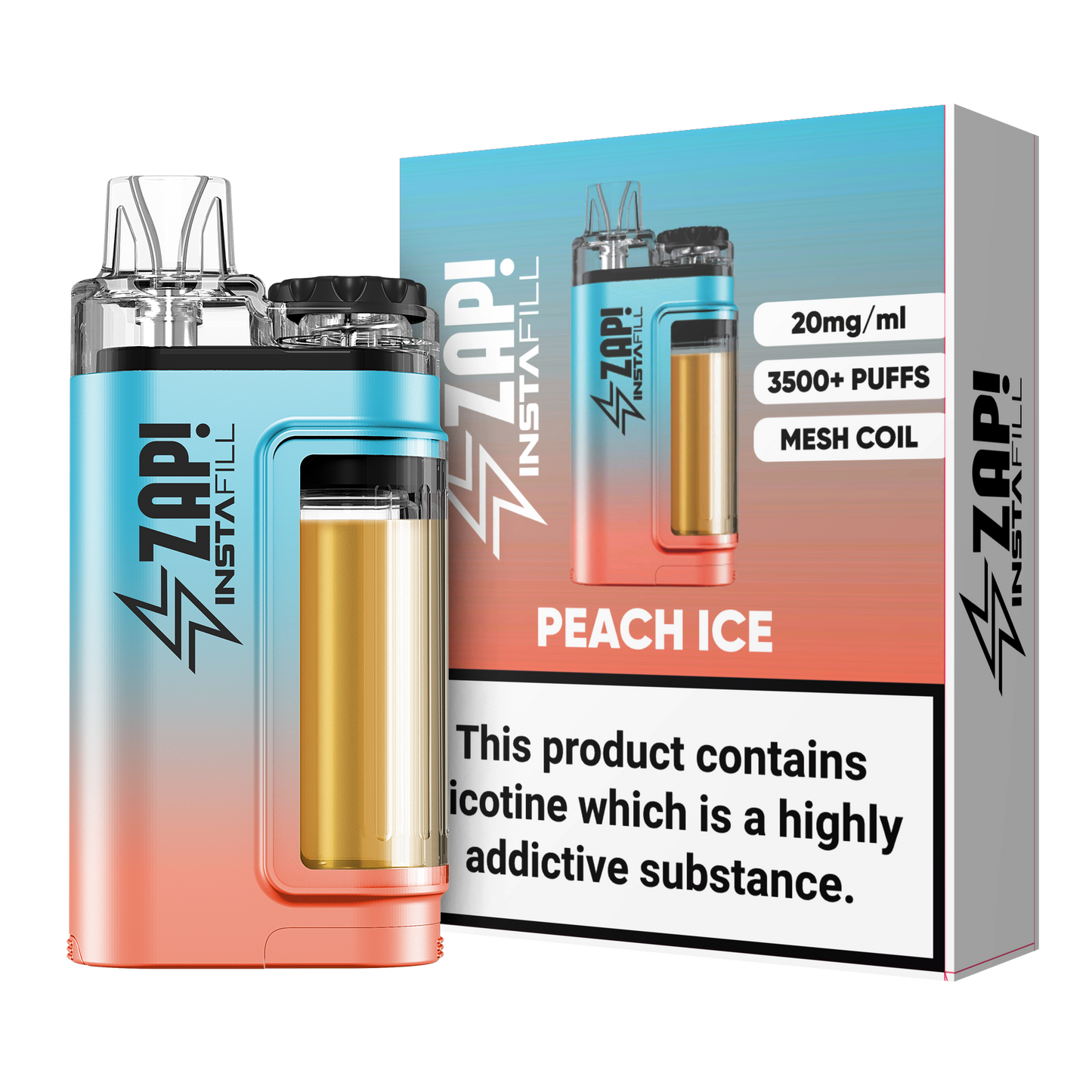 ZAP Instafill 3500 Puffs TPD Compliant 2% Nicotine 5 X DEVICES