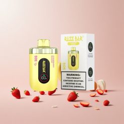 Razz Bar 50K Puffs Engangs Vape Jordbær Banan Features: Op til 50000 puff 1,0 Ohm Mesh Coil