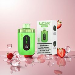 Razz Bar 50K Puffs Engangs Vape Jordbær Is Features: Op til 50000 Puffs, 2% Nikotinindhold