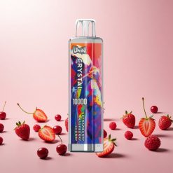 UWIN Crystal 10000 Puffs Engangs Vape Jordbær Hindbær Kirsebær med 18ml e-væske og 650mAh genopladelig batteri