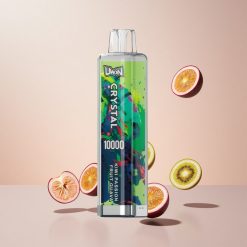 UWIN Crystal 10000 Puffs Engangs Vape Kiwi Passionsfrugt Guava Nicotinstyrke: 0%, 2%, 3%, 5% Puffs: Op til 10.000 puff 18ml E-væskekapacitet