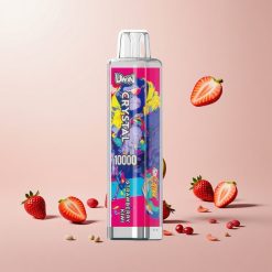 UWIN Crystal 10000 Puffs Engangsvaper Jordbær Kiwi 0%, 2%, 3%, 5% Nikotinstyrke 18ml E-væske kapacitet 650mAh Batteri genopladelig