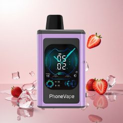 JNR PhoneVape 30000 puffs Engangs Vape Jordbær Is med Turbo Tilstand og 850mAh Type-C Genopladelig Batteri