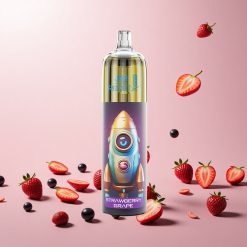 JNR Rocket-X 12400 Puffs Disposable Vape Jordbær Drue med Justerbar Luftstrøm og RGB-belysning