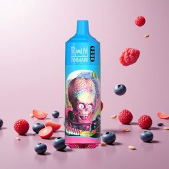 RandM Tornado 9000 Puffs 850 mAh Genopladelig 18 mL Blåbær Sur Hindbær